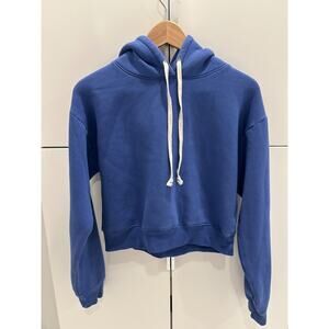 J. Crew Heritage Fleece Cropped Hoodie Sweatshirt Harbor View #BW072 Women's M